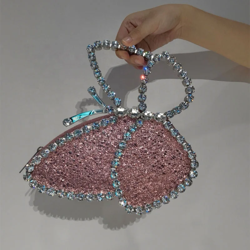 Fashion bling butterfly rhinestone women clutch bags evening bags