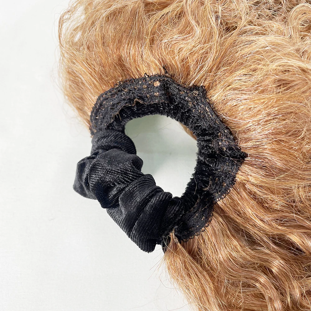 novelties top quality burmese blonde kinky curly ponytail with hair crunchy crunchies hair ties crunches band