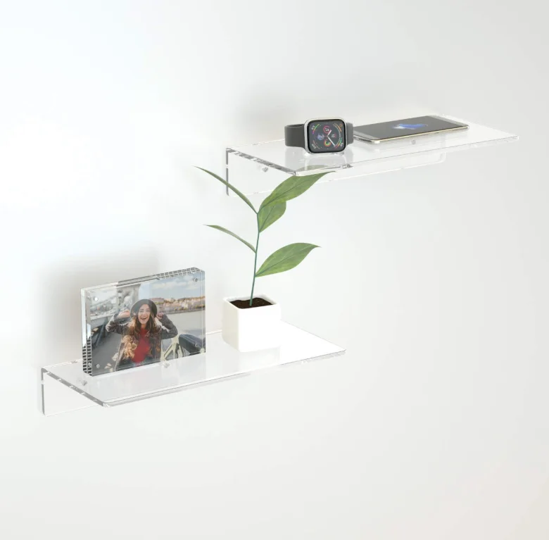 Clear Acrylic Display Floating Shelf Wall Mounted Storage Shelf for TV Antenan