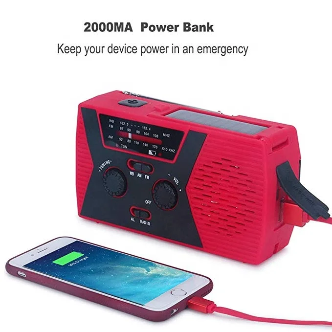 Portable Style and Rechargeable Battery Pack Power Supply survival kits am fm Weather alert Radio