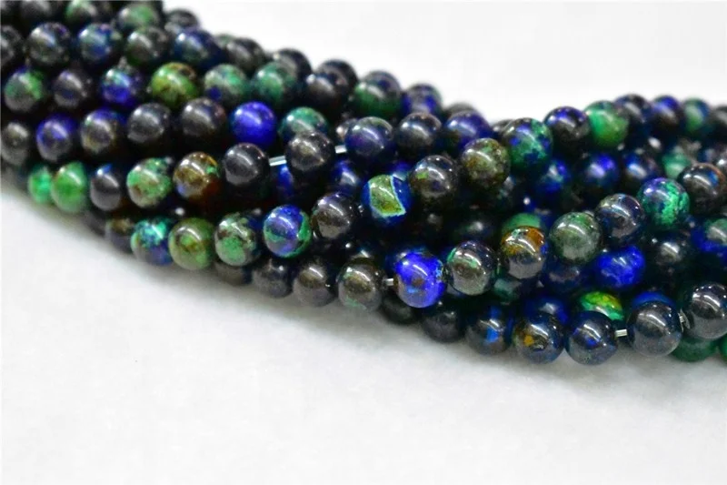 Wholesale  Natural Smooth Charm Gemstone  8mm Azurite Stone Chrysocolla   Loose  Beads For Jewelry Making