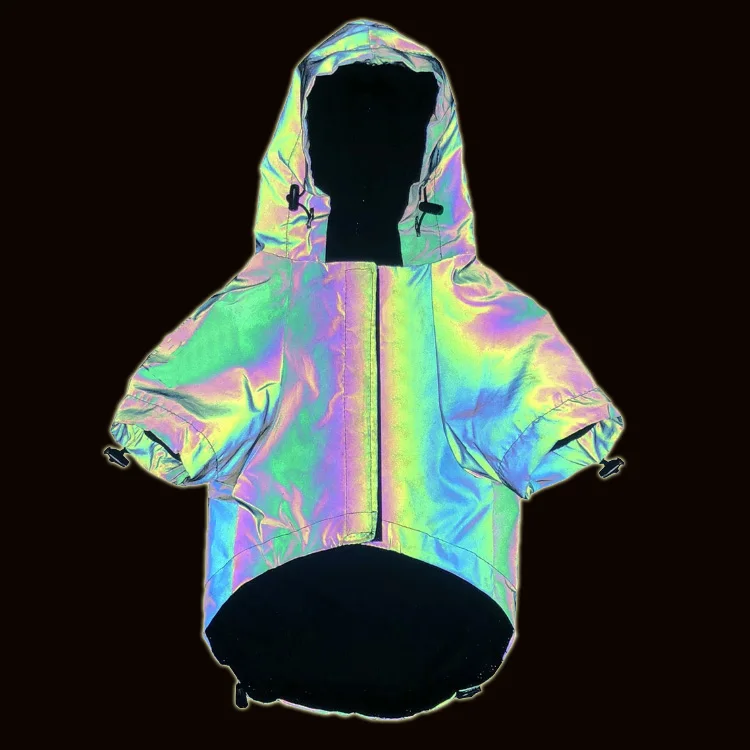 manufacturer direct sale high visible small pet puppy dog fashion iridescent color light reflective jacket clothing apparel