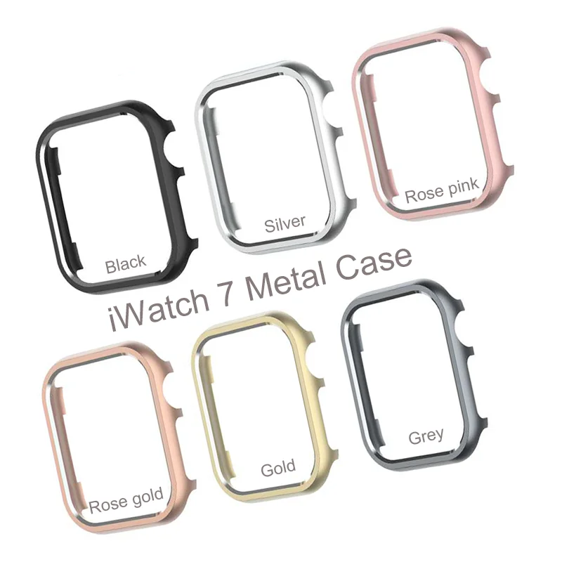 Luxury Metal Cover For Apple Watch Case 45mm 41mm metal case for iWatch series 7 Aluminum Frame watch protective case shell