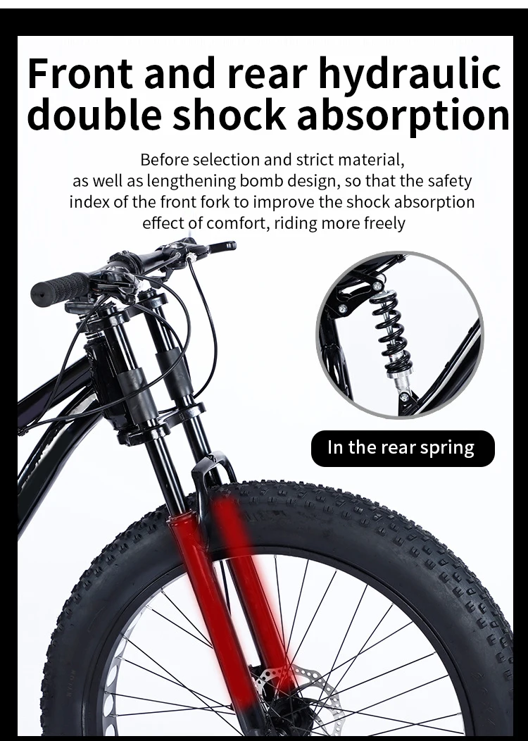 Adults snow bike with micro-speed change kit factory carbon steel frame 21 speed double shock absorption mountain bike