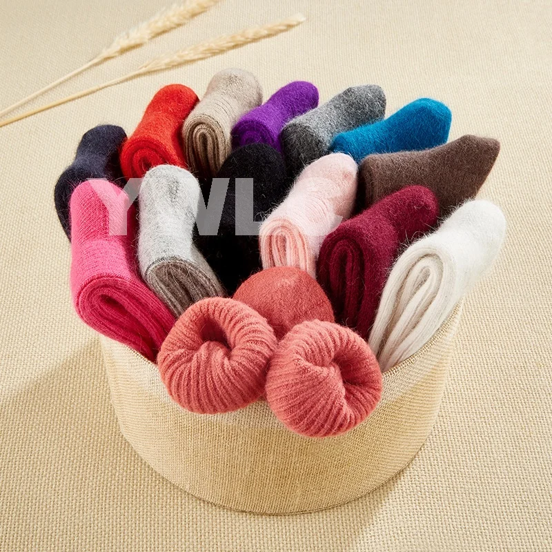 Thick Warm Winter Double Needle Angora Rabbit Wool Thick Super Warm Cashmere Winter Socks for Women