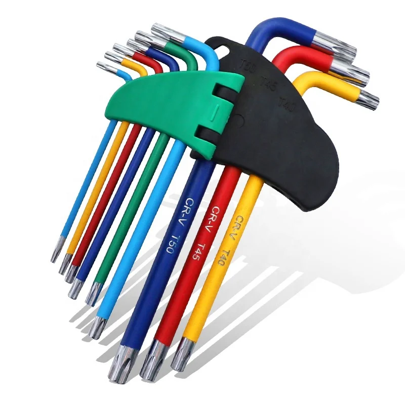 9 Piece Metric Ball End Color Coded Hex L-Key Set Hex Key Allen Wrench Set