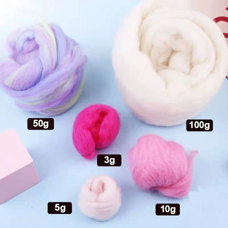 100% pure wool felt poke fun tool craft kit multiple colored wool strips DIY handmade felt needle doll material kit for children