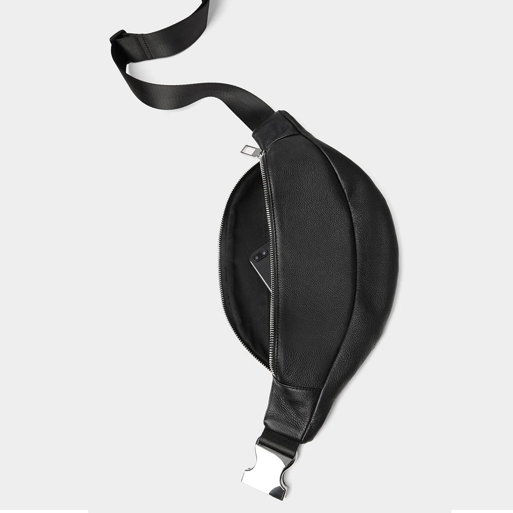 Custom logo waterproof PU Leather  Fanny Pack  Men  Waist Belt Bag Mens fanny packs custom Waist Bag