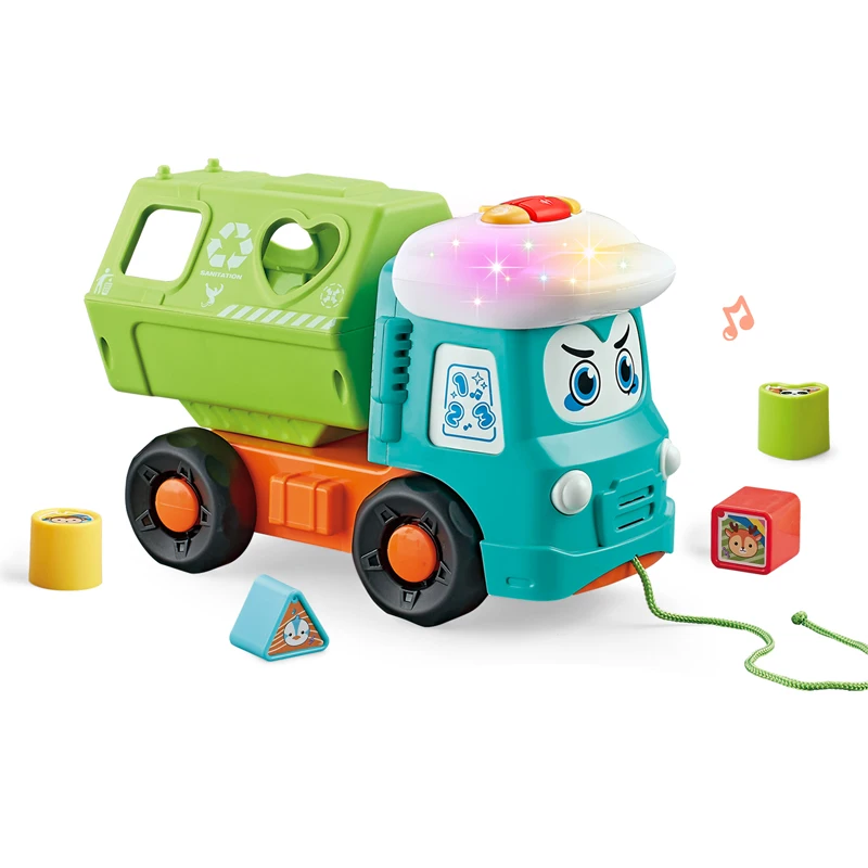 New Cartoon Vehicles Engineer Friction Educational Toys Series Shape Sorting Suits Baby Truck Car Toy With Light Sound Music