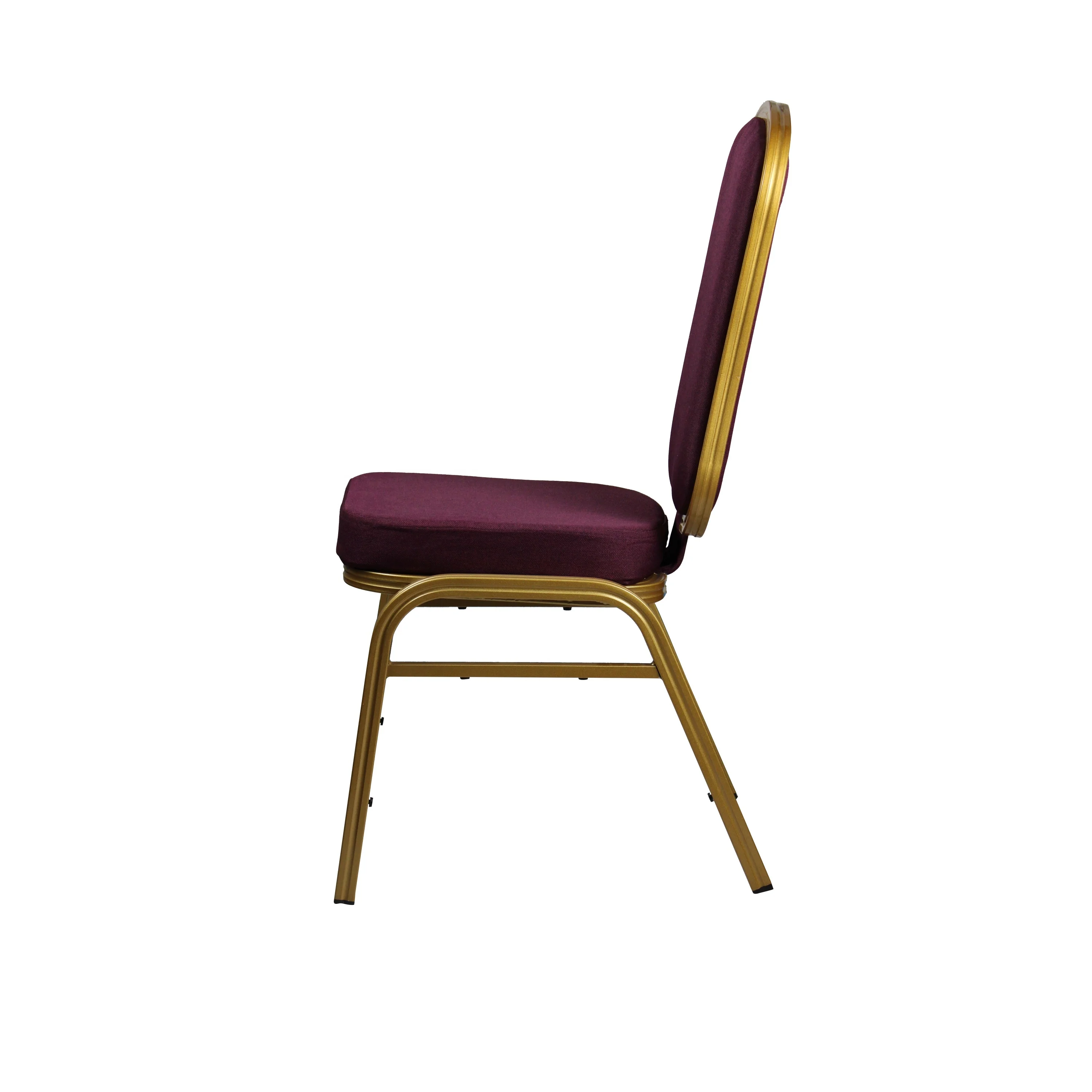 Traditional Chinese Style Royal Red Wedding Ceremony Gold Iron Frame Hotel Chair for