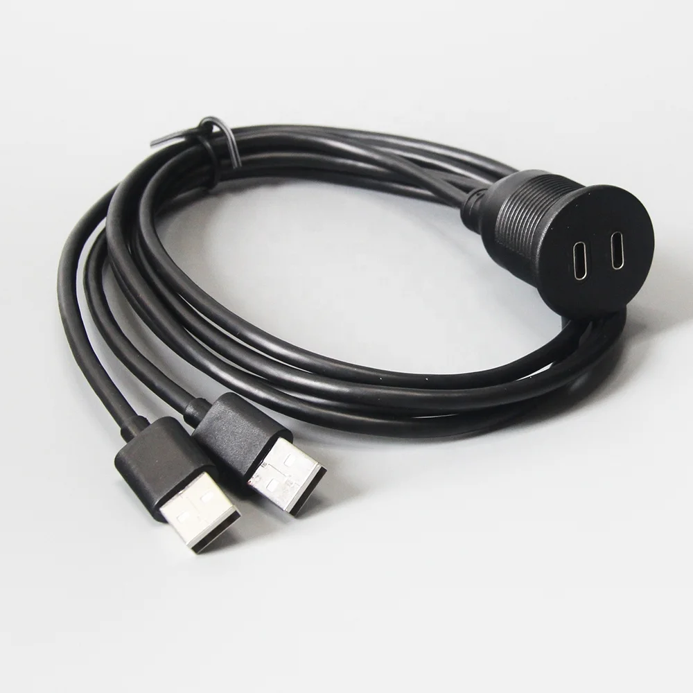 Waterproof Flush Mount Dual USB A Male to USB C Female Cable auto tuning accessories for Car Truck boat Marine modification