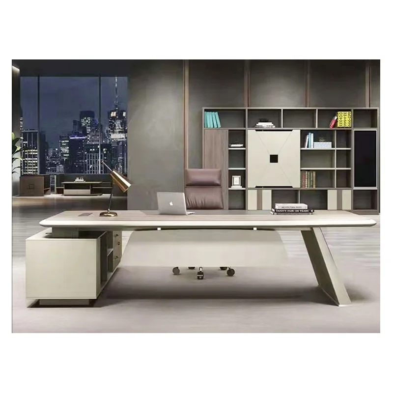 Modern new design chic big size office furniture OEM ODM manufacturer factory  CEO boss director manager office table desk set