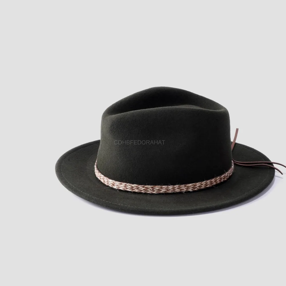 Wholesale 100% wool gentleman trendy multiple sizes color panama fedora hat with belts unisex