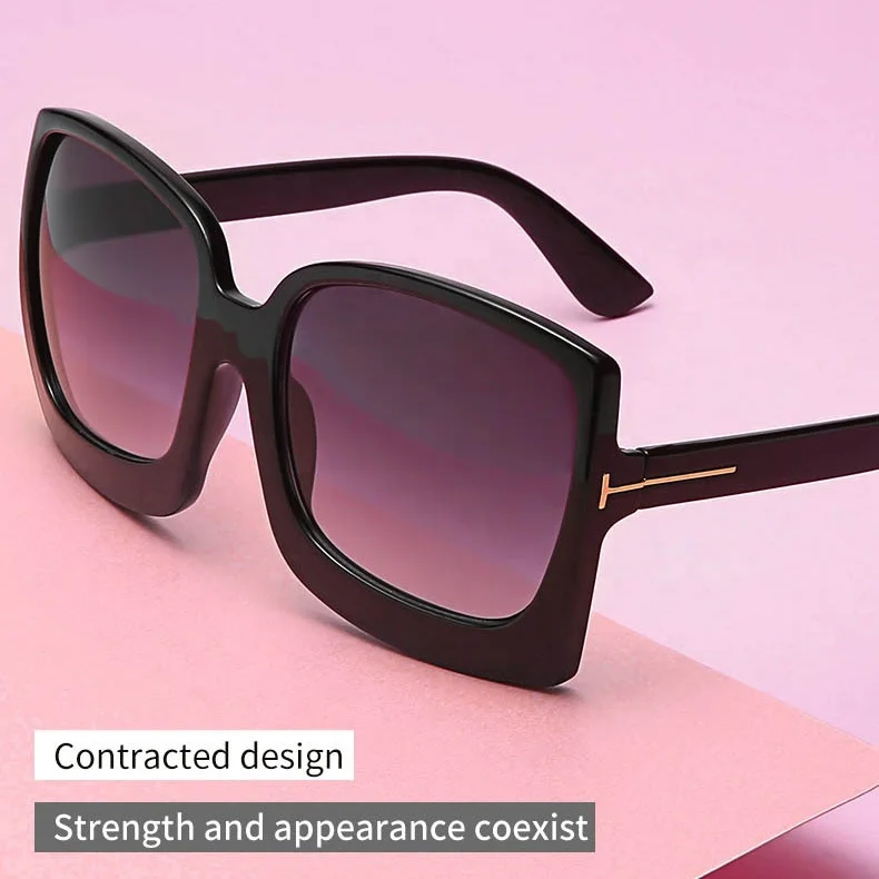 Luxury Oversized Female Shades Sunglasses Womens PC Big Frame Sun Glasses Popular Leopard Square Sunglasses Custom Logo