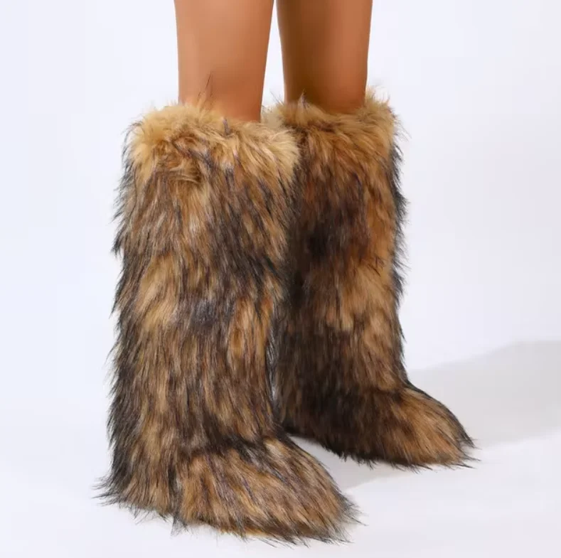 Autumn and Winter Thickened Warm Leggings for Girls, Y2K Faux Fur Boots Socks, Fluffy Long Tubes Pile