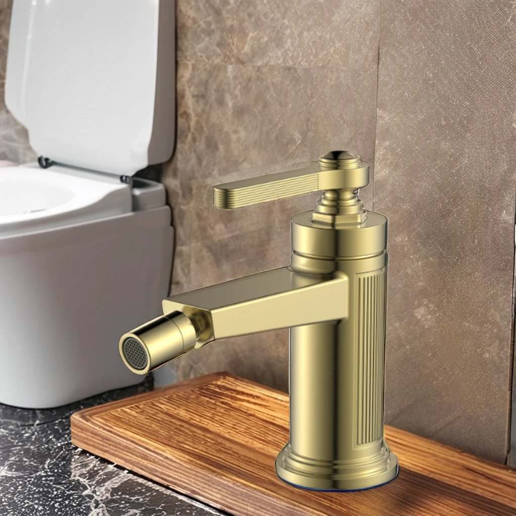 Hot Selling Single Solid Brass Bathroom Faucet Mixer Gold Bidet Faucet Contemporary Design Style with Ceramic Cartridge