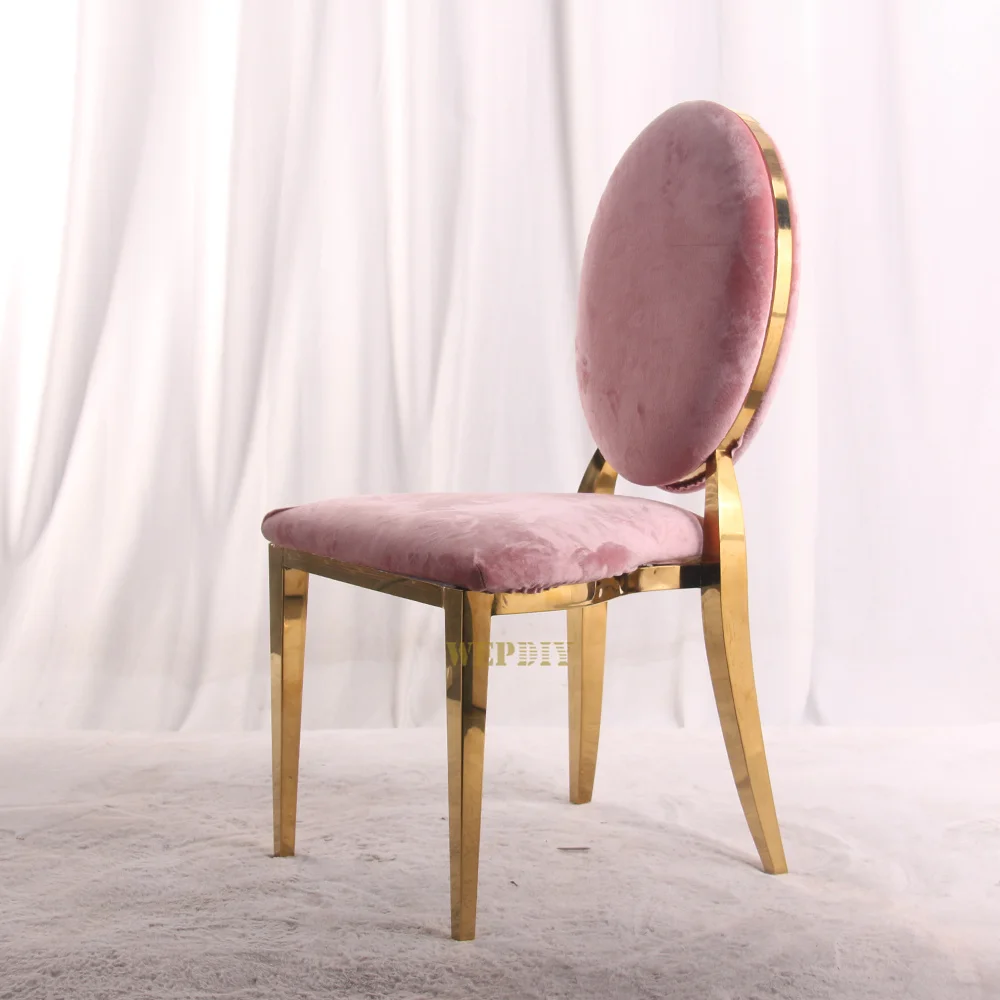 Wholesale Classic Round Back Banquet Chair Gold Black Stainless Steel Dining Wedding Chairs