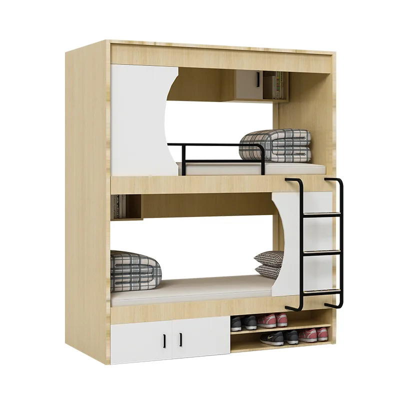 Contemporary Styled Modern Wood Panel Bunk Bed Sturdy Loft Bed with Gaming Style for Hostels Apartments Dormitories