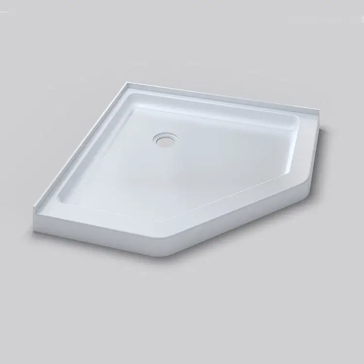Acrylic Shower Tray Base with Three Thresholds Antislip Textured Surface Rectangle Bathroom Acrylic Shower Base