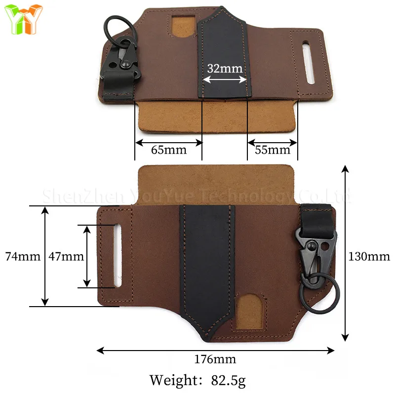 Stocked EDC Leather Sheath Cover Belt Sheath Pocket Organizer Flashlight Tools with Eagle Hook for Leatherman