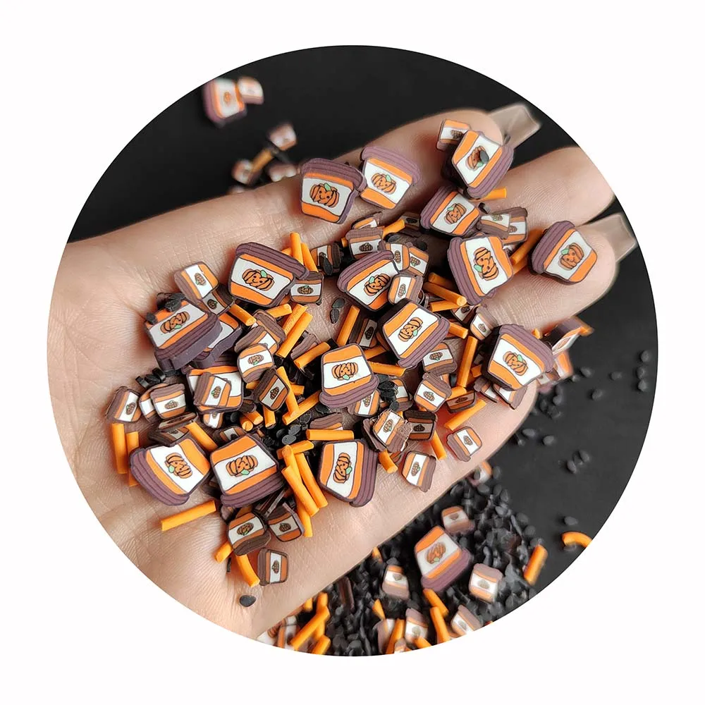 Hot Selling DIY Slime Supplies Filler Craft Christmas Coffee Cup Black Sesame Long Orange Candy Sprinkles Mixture Clay Slices