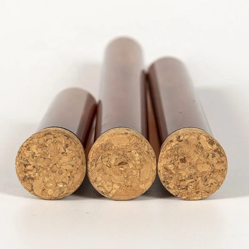 D15mm amber&clear Borosilicate glass tube with airtight wooden cork for dry flower&candy&spices