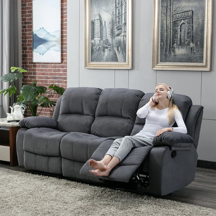 Hot sale 1+2+3 functional manual leather sectional recliner sofa set 3 seater for living room furniture