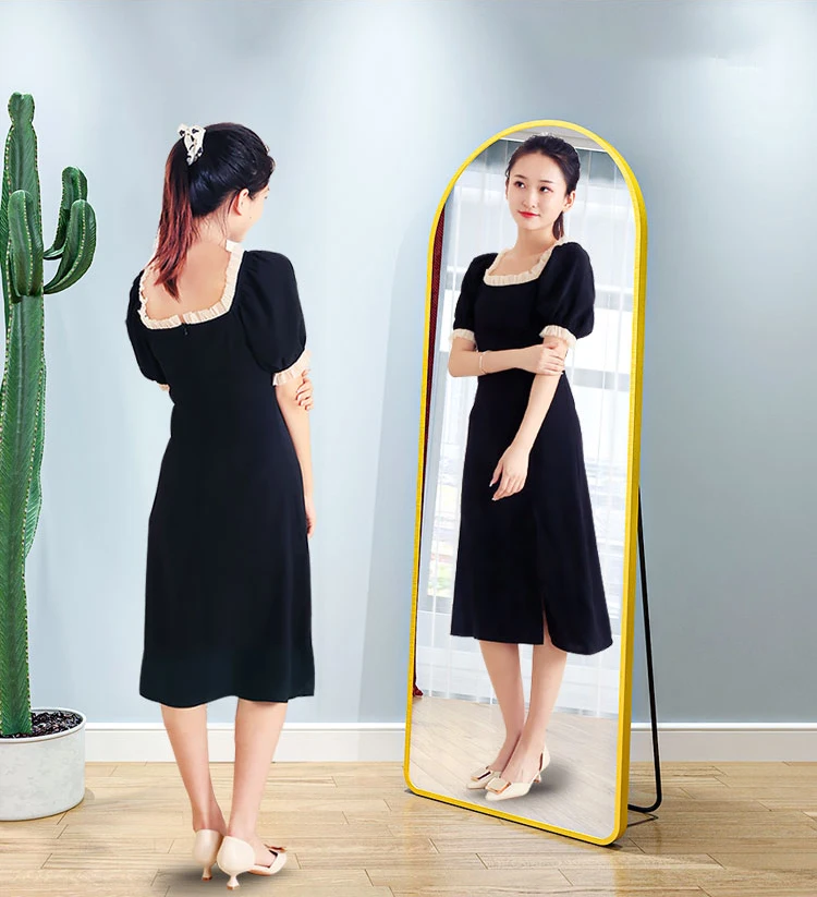 Modern Aluminium Frame Stand Large arched door mirror Decorative Floor Full Long Mirror Stand Or wall arche Mirror