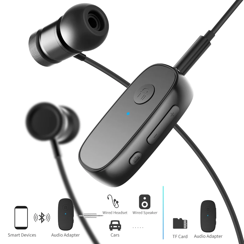 New Bee A80 24hrs Battery life BT 5.0 Audio Adaptor Receiver Stereo BT Receiver Transmitter with Earphone
