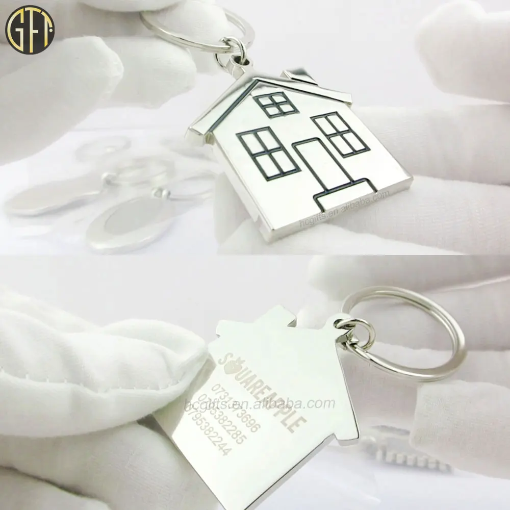 High Quality Blanks Sublimation Metal Key Chain House Shape Keying Factory Wholesale Custom Logo Blank Keychain