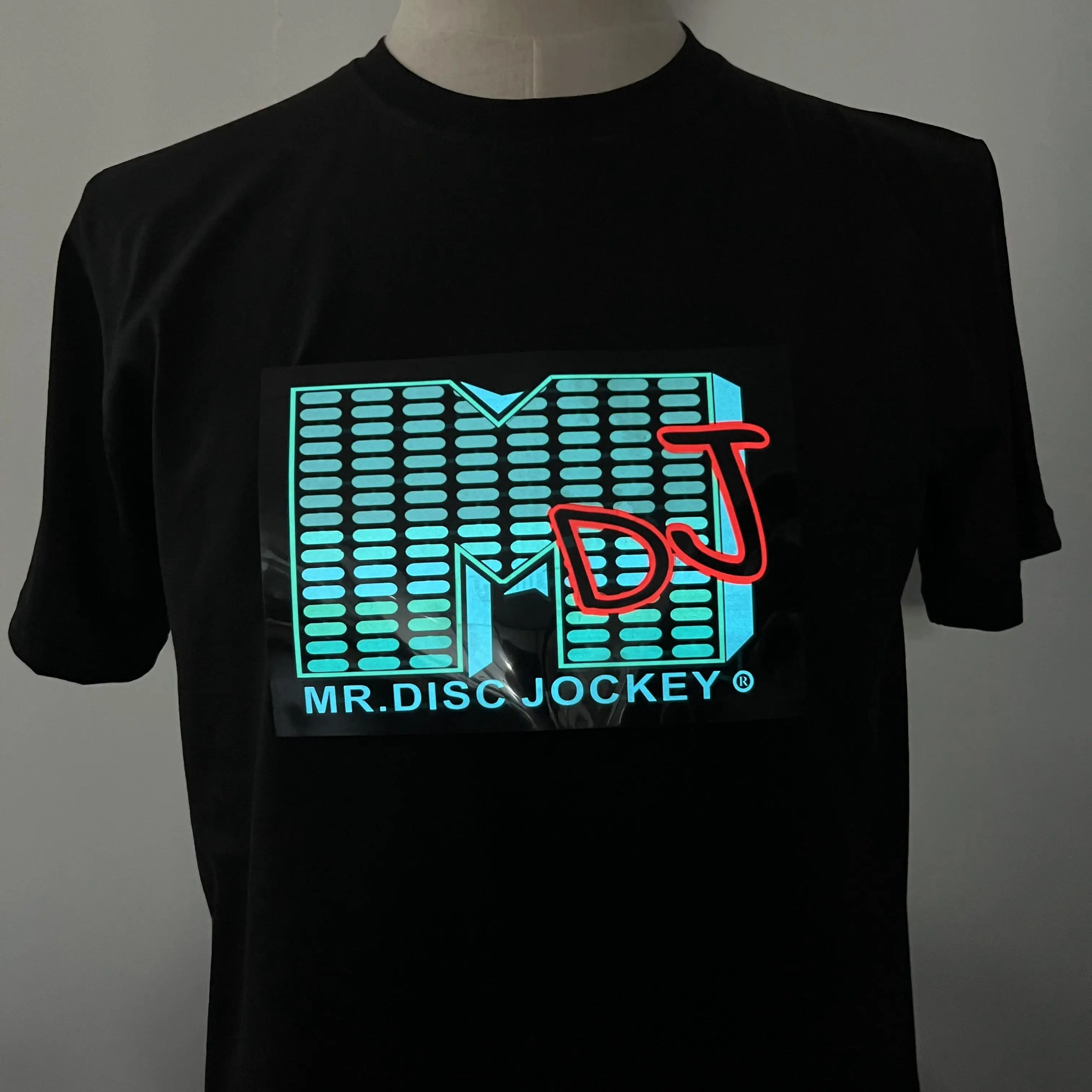 Wholesale Custom Sound Activated EL Flashing Tshirt LED T shirt el panel T Shirt