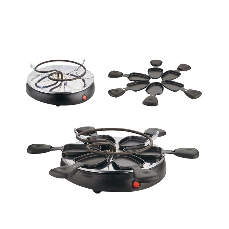Hot Sale Mini Multifunctional  Smokeless Electric BBQ Raclette Grill Set 6 Persons 800W for Home Use