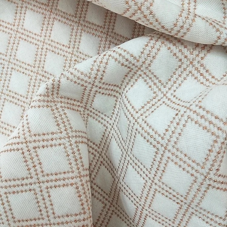 Трикотажная ткань в стиле жаккарда с медной нитью и металлическим наполнителем