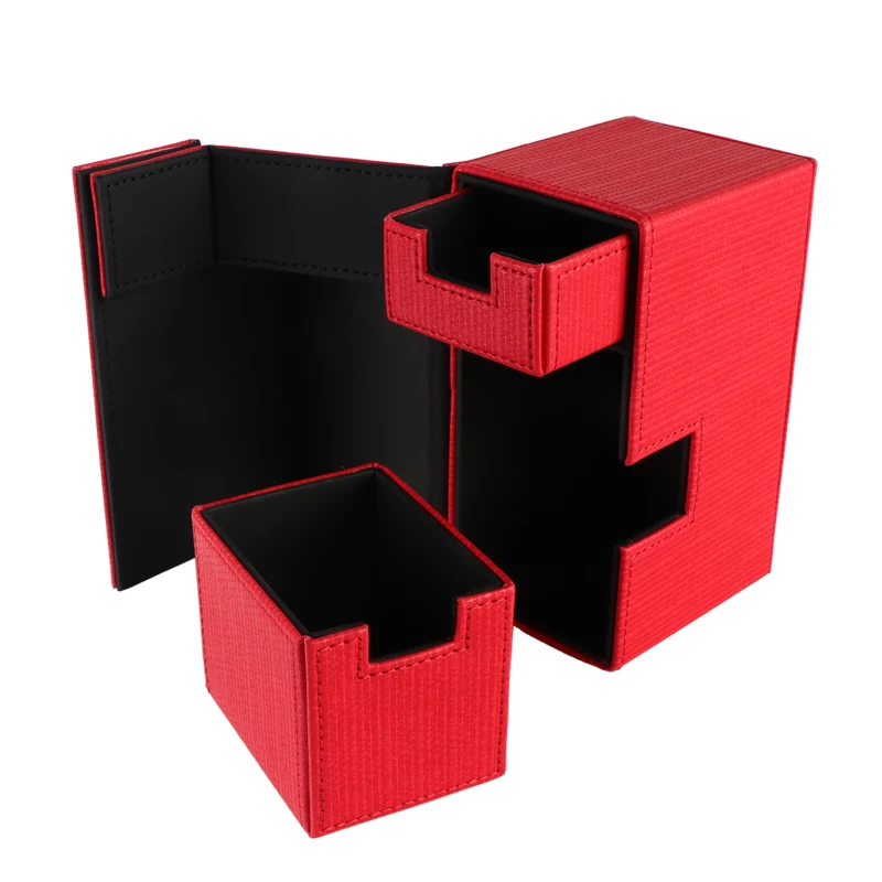 Custom LOGO Printing Waterproof Magnetic Horizontal Leather Trading Game Card Storage Deck Cards Box Boxes For Collectible Cards