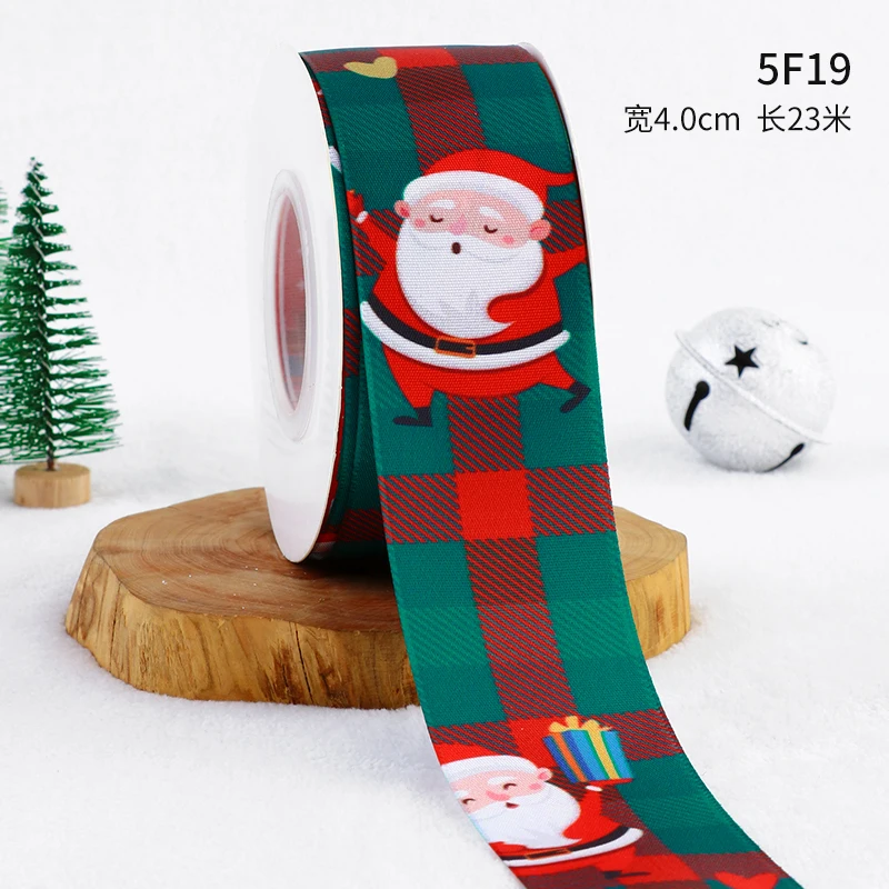 Зеленая Красная рождественская елка Лось колокольчик пятна Гро-Гро Новогодняя лента