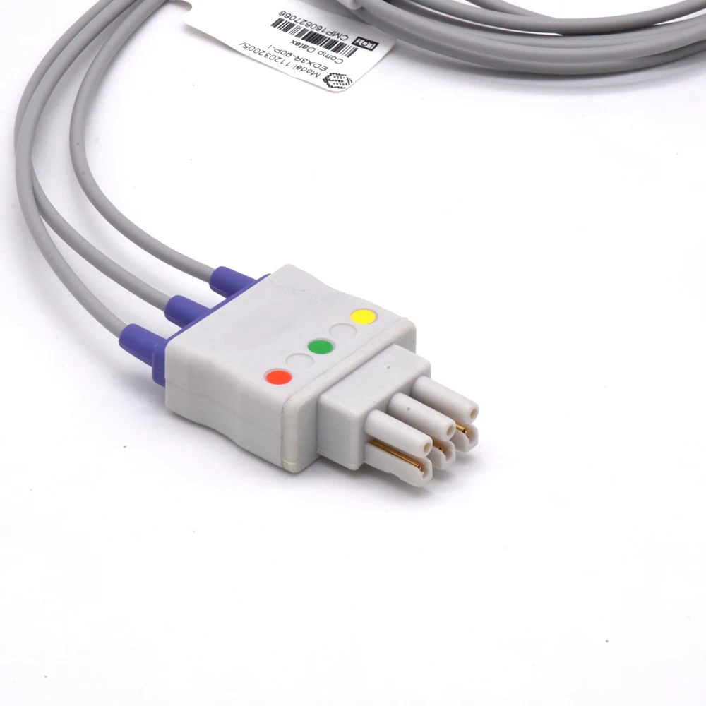 Datex Ohmeda compatible ECG leadwires 3 leads TPU material grabber connector IEC ECG EKG lead wire