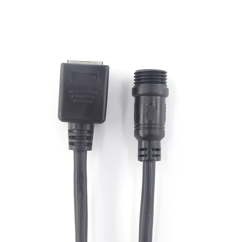 Customized 4pin IP65 M12 Waterproof Plug to Rj45 Female to Female Ethernet Network cable Waterproof Extension twisted pair Cable