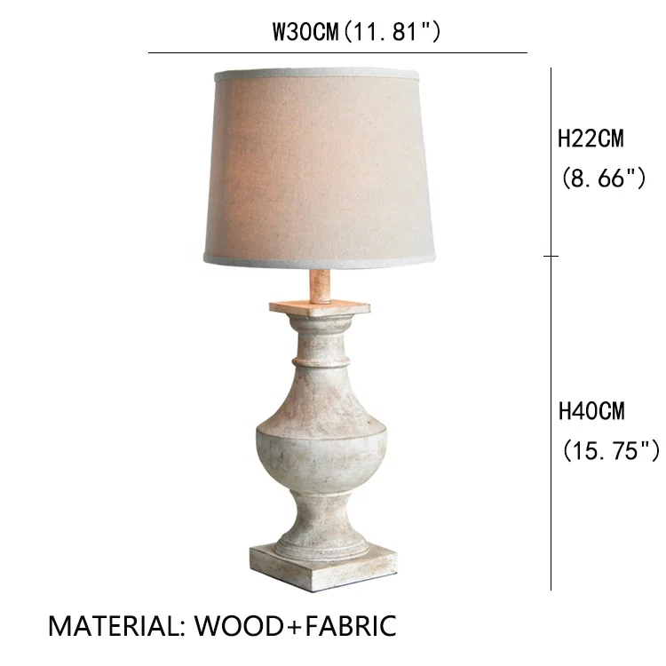 new American table lamp retro art wood lamp living room side lamp