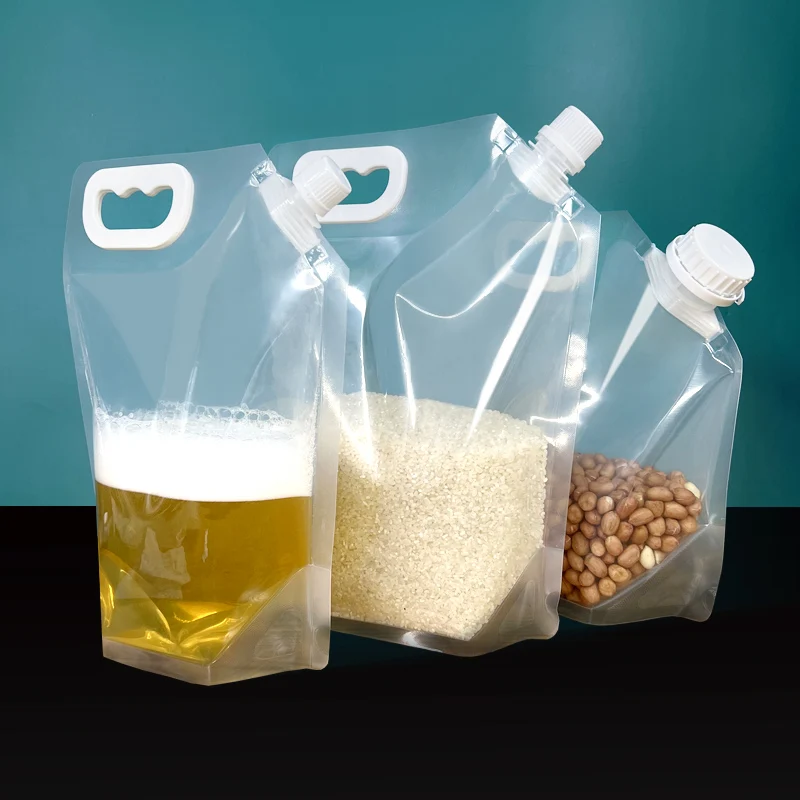plastic stand up liquid pouch packaging 1L 1.5L 2L 3L juice beer spout pouch