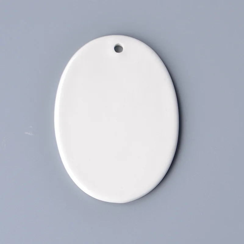 Christmas supplier custom ceramic white blank plain  Xmas tree decoration various house shaped hanging ornaments for sublimation