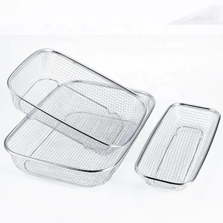 Stainless Steel Mesh Net Strainer Basket with a Wide Rim, Resting Feet and Handles