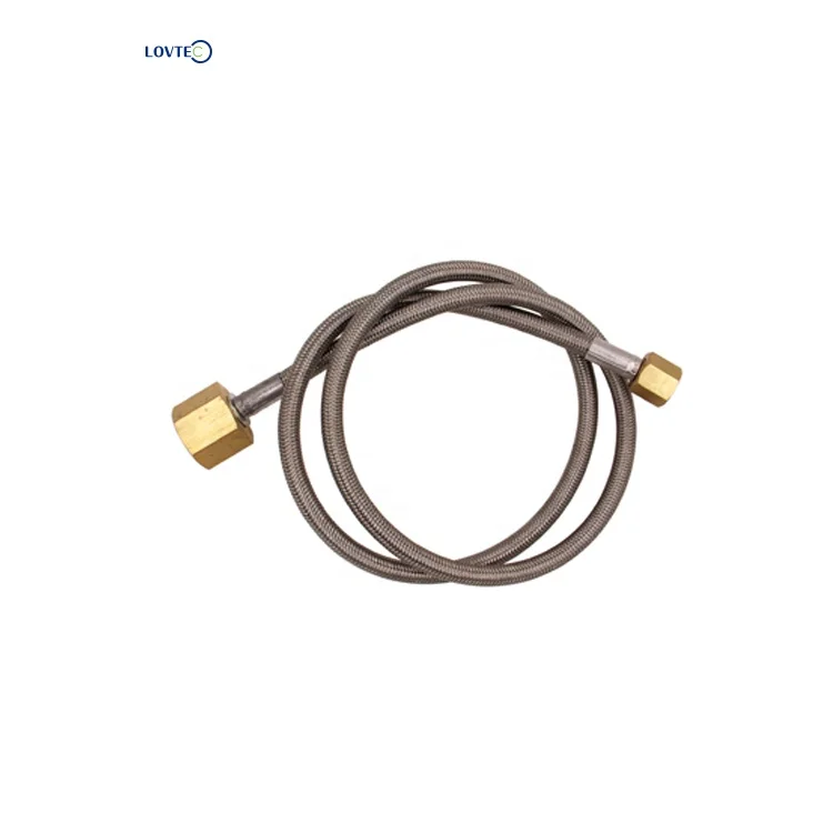Lovtec medical gas use flexible metal hose stainless steel hose with gauge for cylinder valve