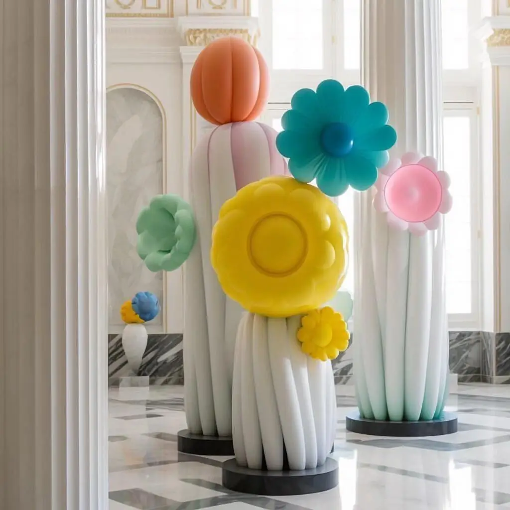 Shopping mall garden decoration FRP artificial flowers Shopping mall fiberglass sculpture  Garden fiberglass decorations
