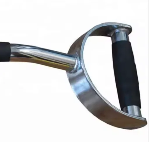 High Quality Press Down Bar with Rubber Covered Grip  LAT Pulldown Machine Handle D Grip