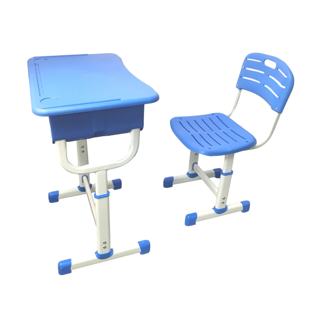 Plastic cheap school classroom furniture design adjustable height single children student desk and chair for school