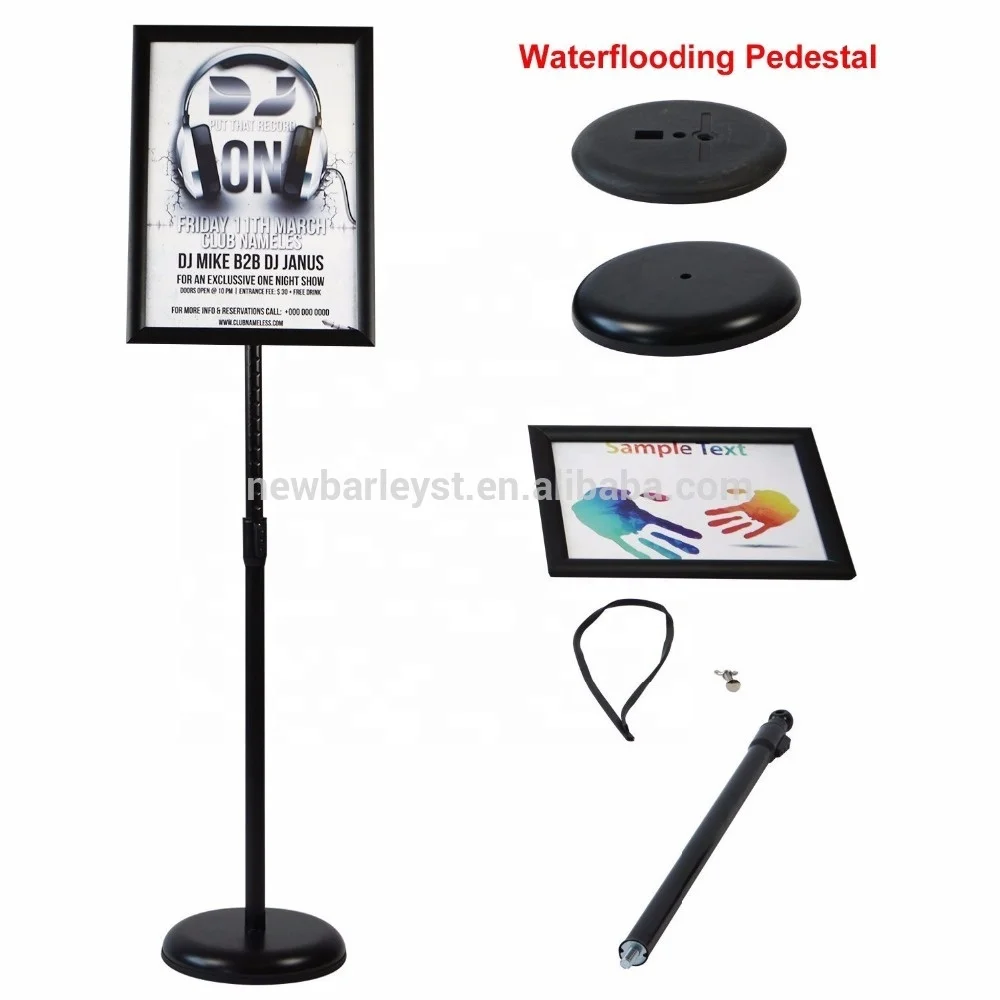 A3/A4 Black aluminum floor display sign stand for menu in restaurant or guide sign in shopping mall