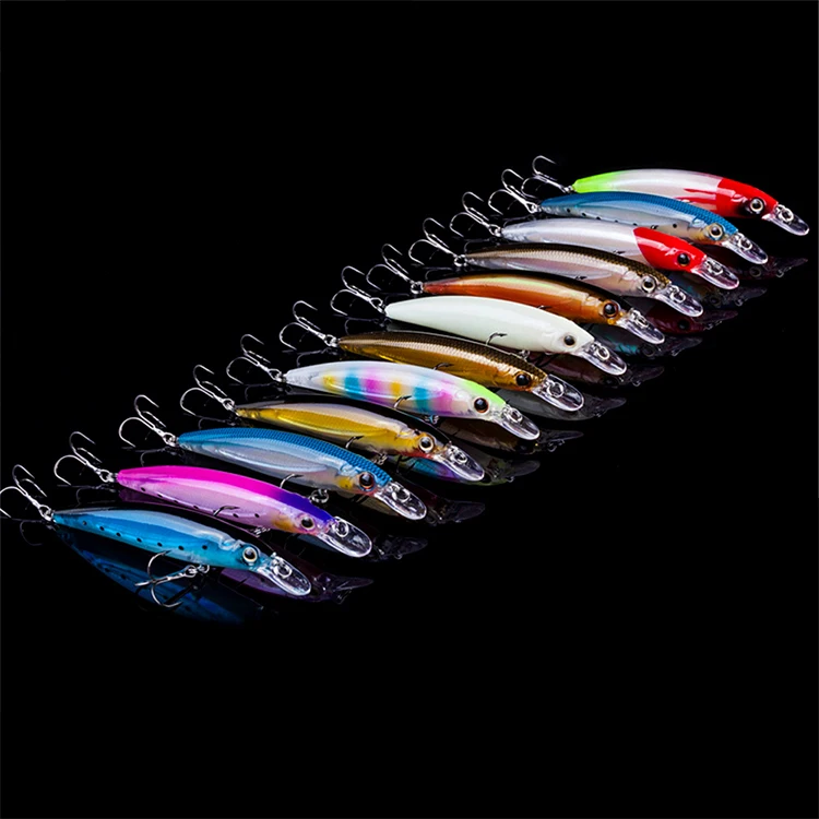 Wavefun Wholesale Fishing Tackle Lure 3D Eyes 11cm 15g Hard Bait Minnow Fishing Lures With 2 Fishing Hooks