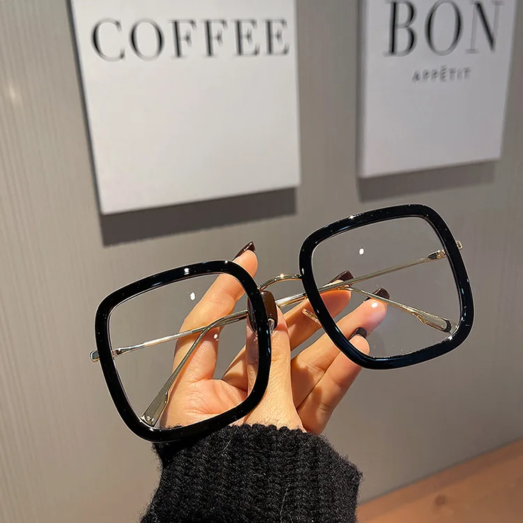 2023 Fashion Oversized Square Eyewear Retro Women Anti-blue Light Blocking Metal Frame Glasses Optical Computer Eyeglasses