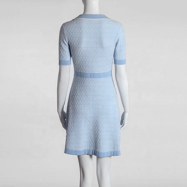 Manufacturer Sales V-neck short sleeve polka dot knit dress