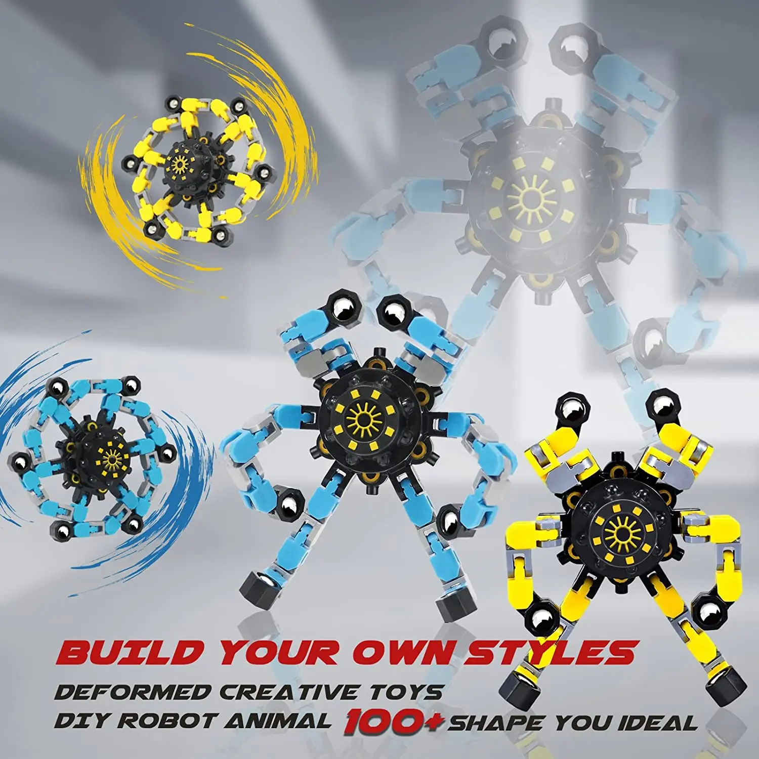 Funny Fidget Spinners Transformable Mechanical Fingertip Gyro Spinner Spinning Toy for Adults Kids Anxiety Stress Relief Toys